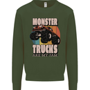 Monster Trucks are My Jam Funny Mens Sweatshirt Jumper Forest Green