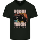 Monster Trucks are My Jam Funny Mens V-Neck Cotton T-Shirt Black
