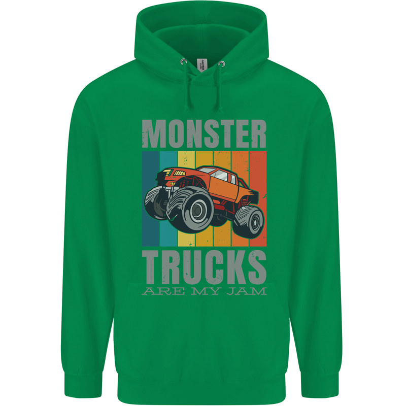 Monster Trucks are My Jam Mens 80% Cotton Hoodie Irish Green