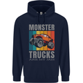 Monster Trucks are My Jam Mens 80% Cotton Hoodie Navy Blue