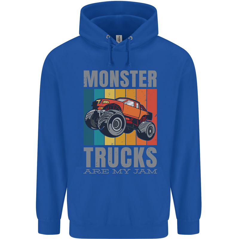 Monster Trucks are My Jam Mens 80% Cotton Hoodie Royal Blue