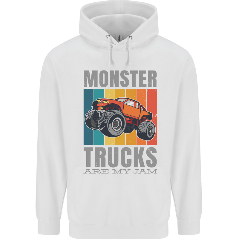 Monster Trucks are My Jam Mens 80% Cotton Hoodie White