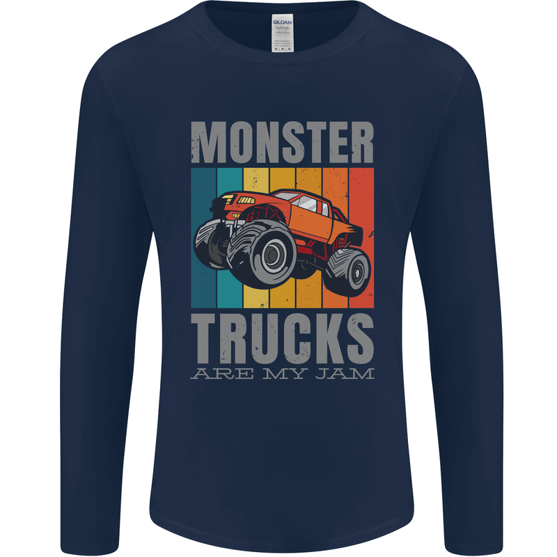 Monster Trucks are My Jam Mens Long Sleeve T-Shirt Navy Blue