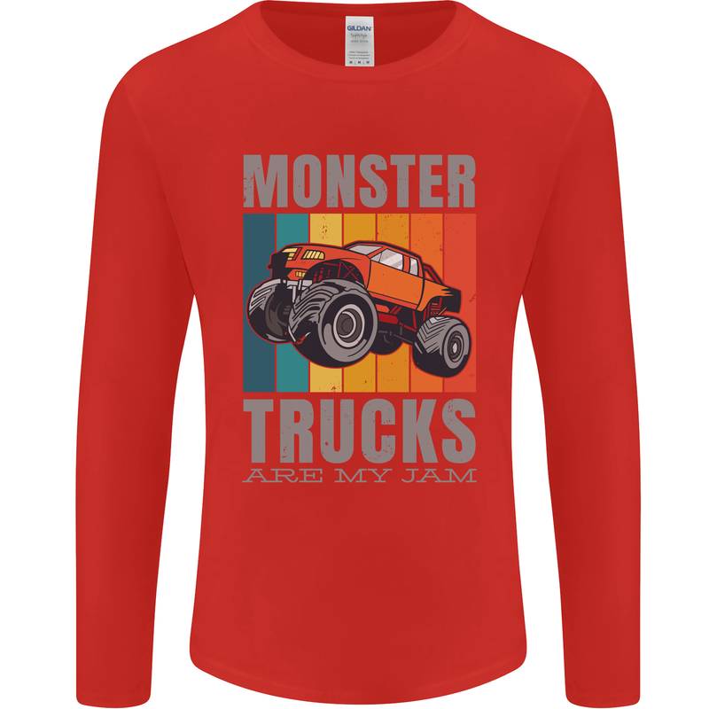 Monster Trucks are My Jam Mens Long Sleeve T-Shirt Red