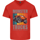 Monster Trucks are My Jam Mens V-Neck Cotton T-Shirt Red