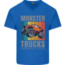 Monster Trucks are My Jam Mens V-Neck Cotton T-Shirt Royal Blue