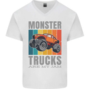 Monster Trucks are My Jam Mens V-Neck Cotton T-Shirt White