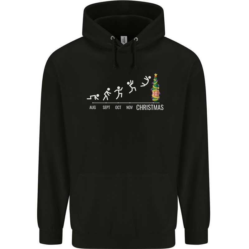 Months to Christmas Funny Xmas Childrens Kids Hoodie Black
