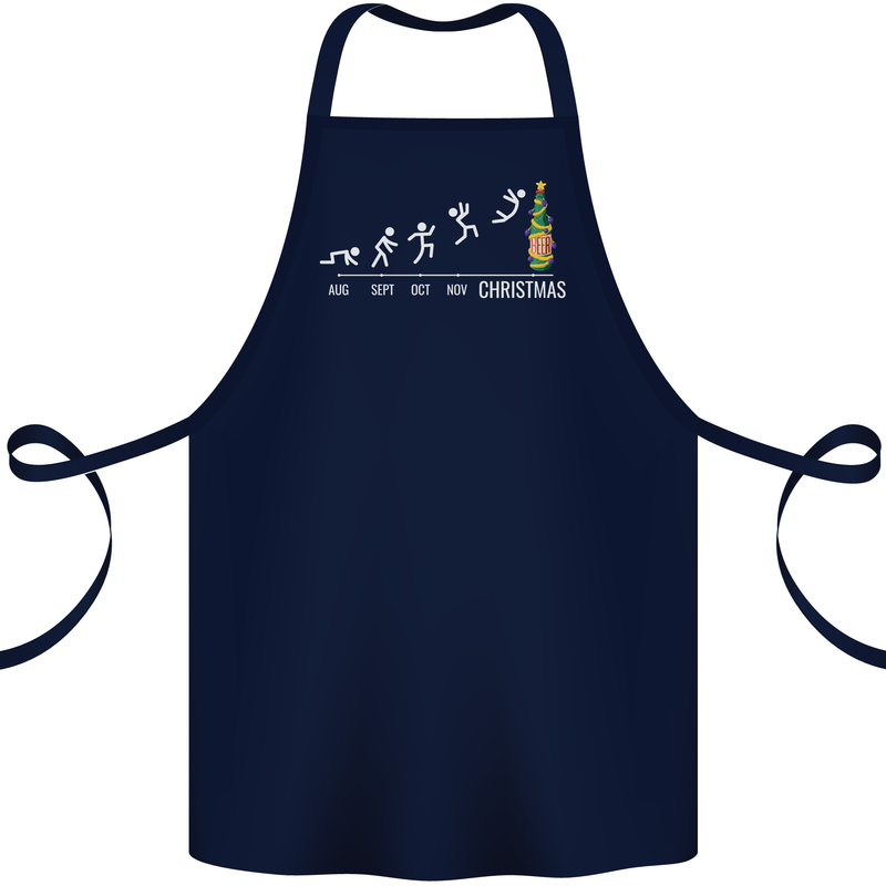 Months to Christmas Funny Xmas Cotton Apron 100% Organic Navy Blue