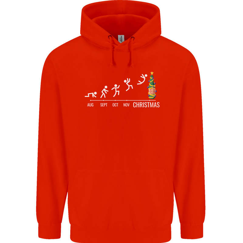 Months to Christmas Funny Xmas Mens 80% Cotton Hoodie Bright Red
