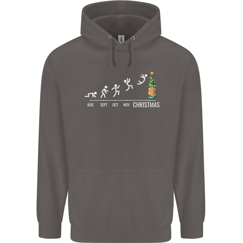 Months to Christmas Funny Xmas Mens 80% Cotton Hoodie Charcoal