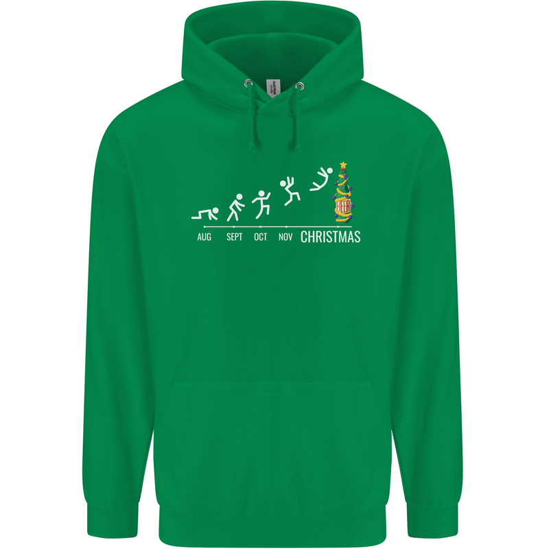 Months to Christmas Funny Xmas Mens 80% Cotton Hoodie Irish Green