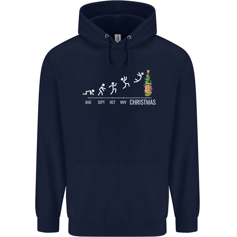 Months to Christmas Funny Xmas Mens 80% Cotton Hoodie Navy Blue