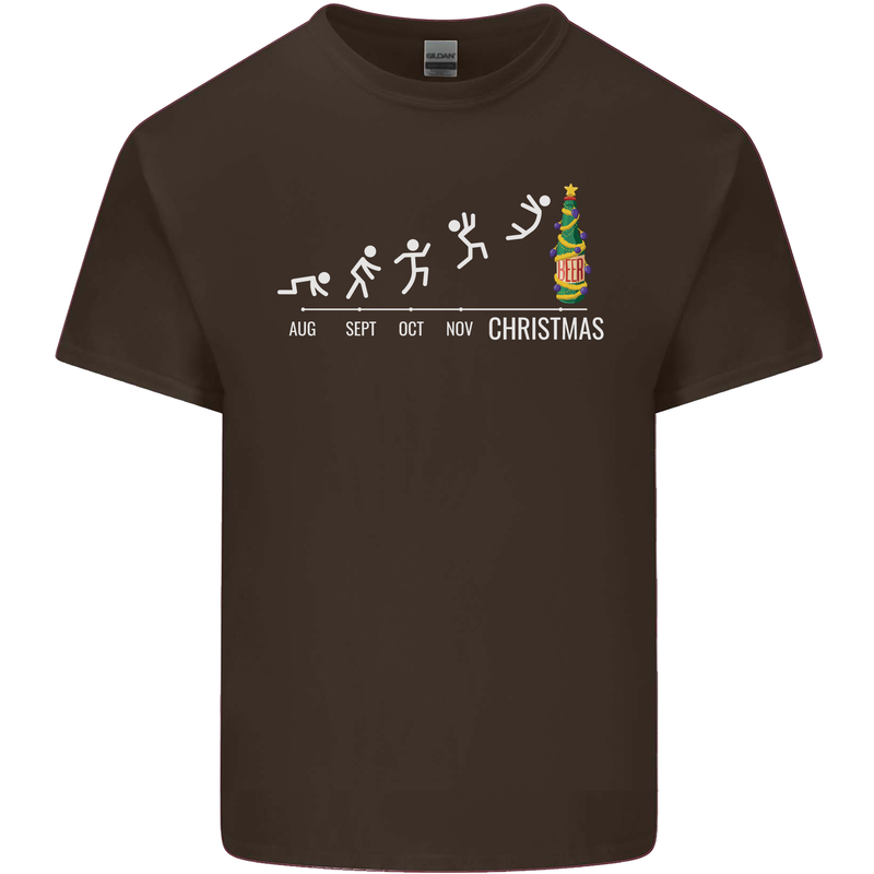 Months to Christmas Funny Xmas Mens Cotton T-Shirt Tee Top Dark Chocolate