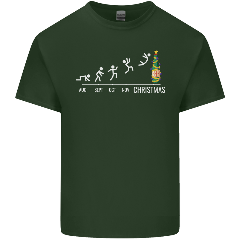 Months to Christmas Funny Xmas Mens Cotton T-Shirt Tee Top Forest Green