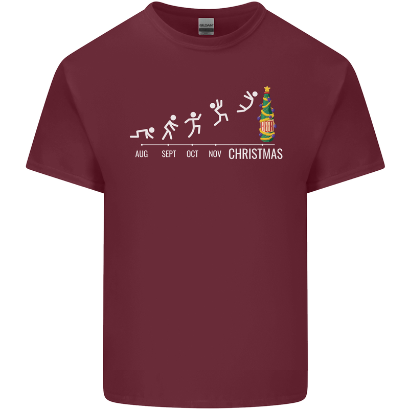 Months to Christmas Funny Xmas Mens Cotton T-Shirt Tee Top Maroon