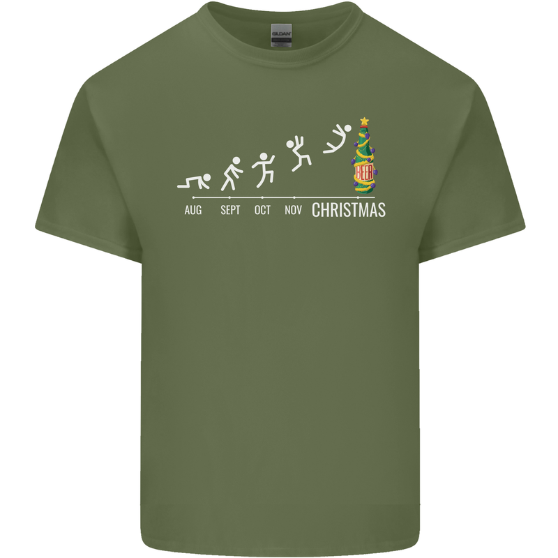 Months to Christmas Funny Xmas Mens Cotton T-Shirt Tee Top Military Green