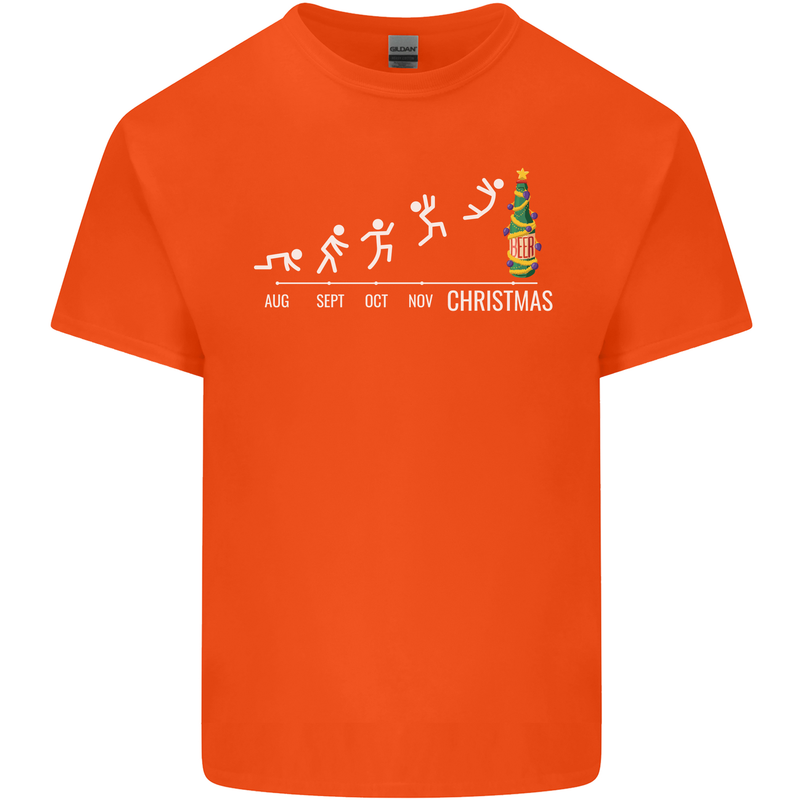 Months to Christmas Funny Xmas Mens Cotton T-Shirt Tee Top Orange