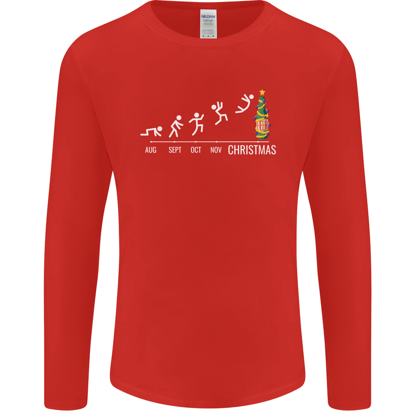 Months to Christmas Funny Xmas Mens Long Sleeve T-Shirt Red