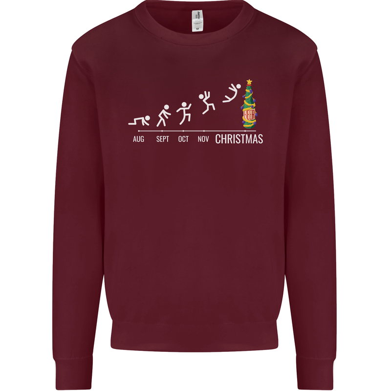 Months to Christmas Funny Xmas Mens Sweatshirt Jumper Maroon