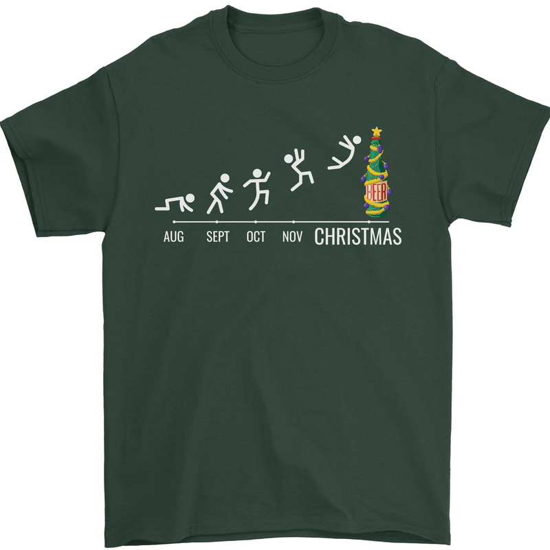Months to Christmas Funny Xmas Mens T-Shirt 100% Cotton Forest Green