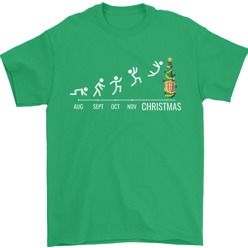 Months to Christmas Funny Xmas Mens T-Shirt 100% Cotton Irish Green