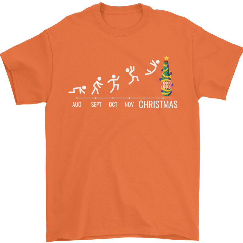 Months to Christmas Funny Xmas Mens T-Shirt 100% Cotton Orange