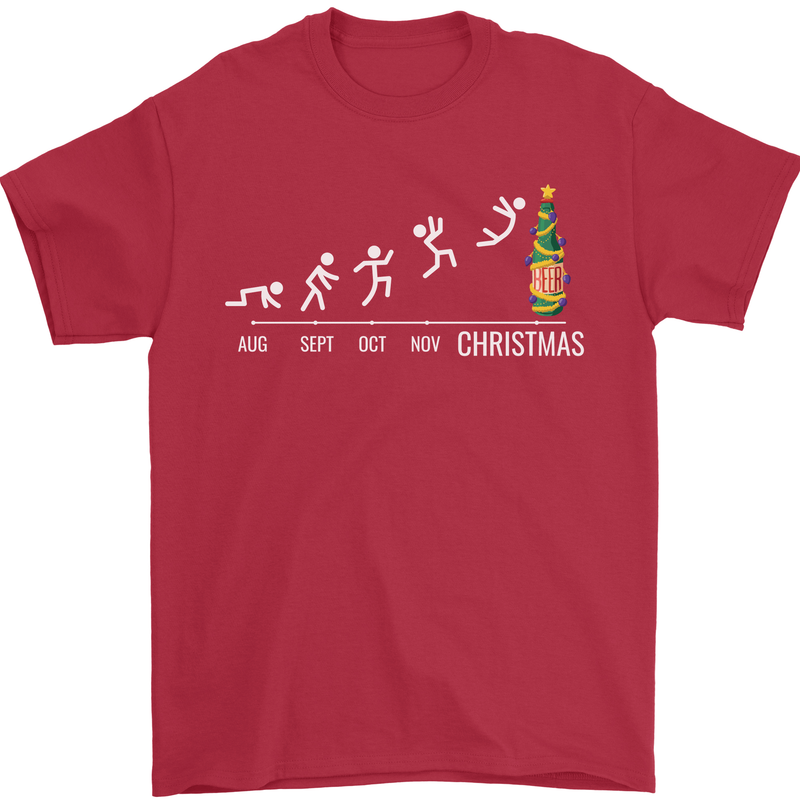 Months to Christmas Funny Xmas Mens T-Shirt 100% Cotton Red