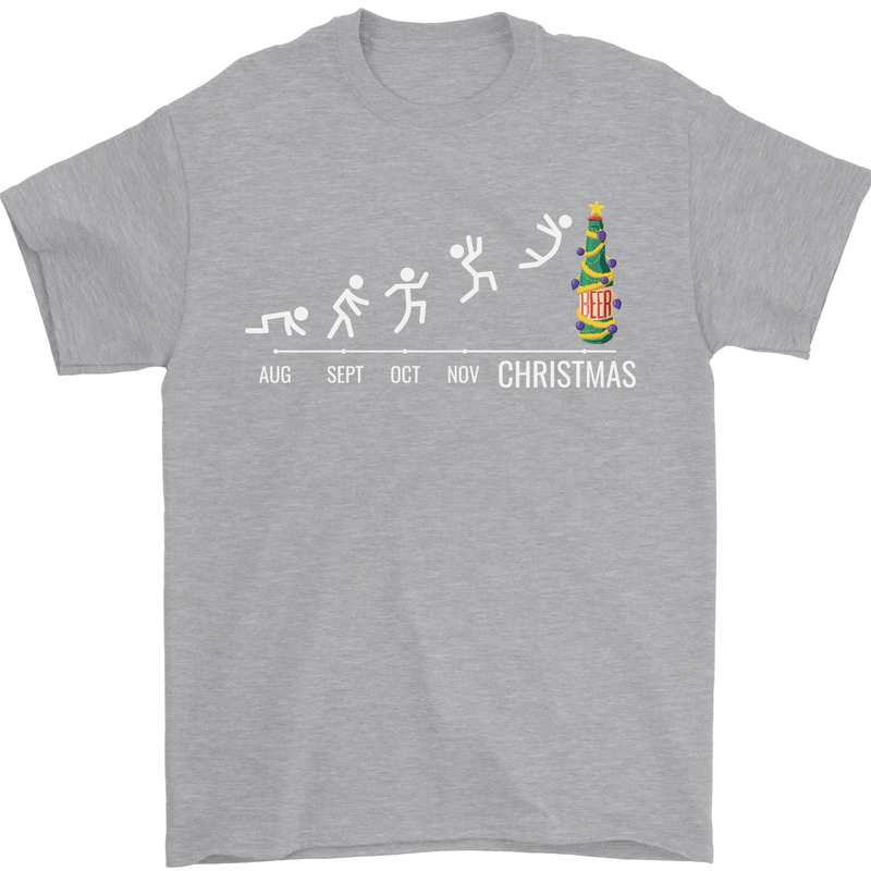 Months to Christmas Funny Xmas Mens T-Shirt 100% Cotton Sports Grey