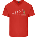 Months to Christmas Funny Xmas Mens V-Neck Cotton T-Shirt Red