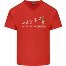 Months to Christmas Funny Xmas Mens V-Neck Cotton T-Shirt Red