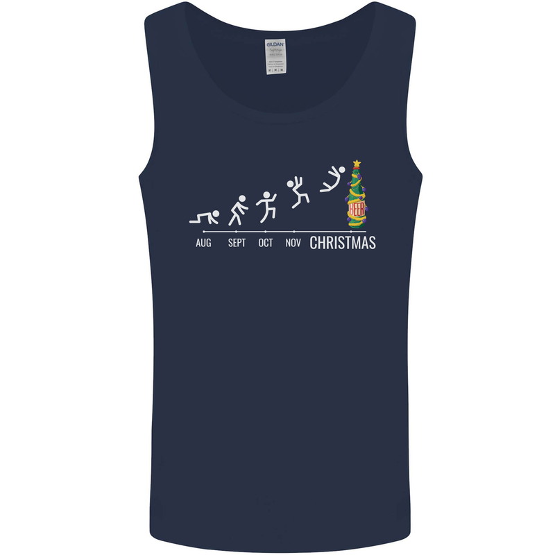 Months to Christmas Funny Xmas Mens Vest Tank Top Navy Blue