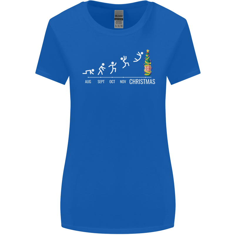 Months to Christmas Funny Xmas Womens Wider Cut T-Shirt Royal Blue