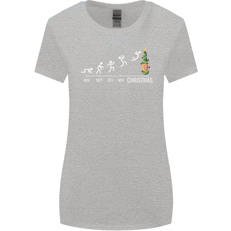 Months to Christmas Funny Xmas Womens Wider Cut T-Shirt Sports Grey