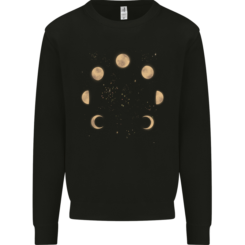 Moon Phases Eclipse Full Moon Supermoon Kids Sweatshirt Jumper Black