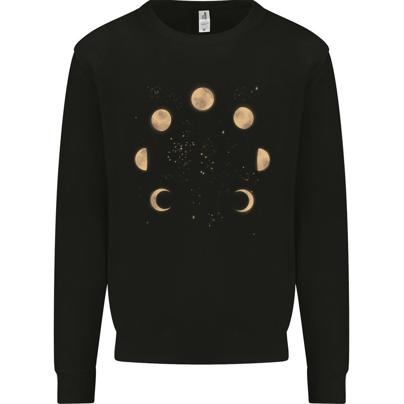 Moon Phases Eclipse Full Moon Supermoon Mens Sweatshirt Jumper Black