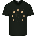 Moon Phases Eclipse Full Moon Supermoon Mens V-Neck Cotton T-Shirt Black
