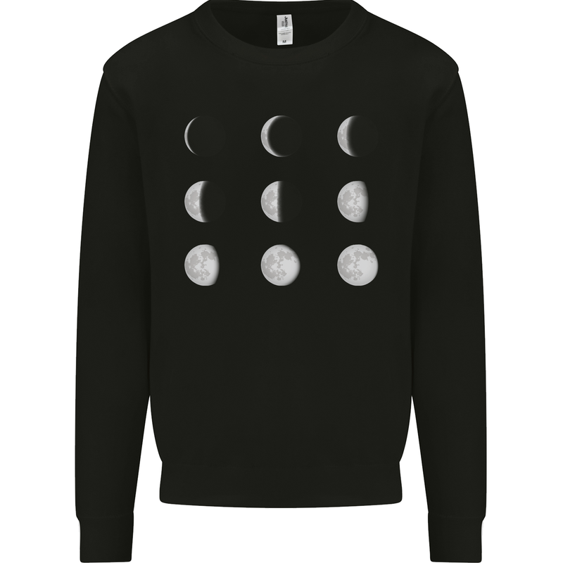 Moon Phases Full Moon Eclipse Supermoon Kids Sweatshirt Jumper Black