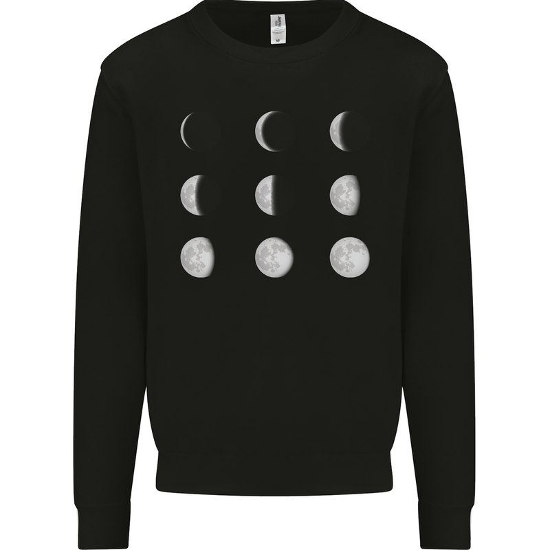 Moon Phases Full Moon Eclipse Supermoon Mens Sweatshirt Jumper Black