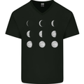 Moon Phases Full Moon Eclipse Supermoon Mens V-Neck Cotton T-Shirt Black