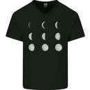 Moon Phases Full Moon Eclipse Supermoon Mens V-Neck Cotton T-Shirt Black