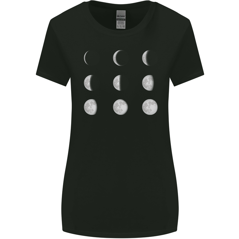 Moon Phases Full Moon Eclipse Supermoon Womens Wider Cut T-Shirt Black