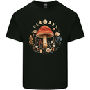 Moon Phases Mushroom Nature Foraging Mens Cotton T-Shirt Tee Top Black