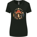 Moon Phases Mushroom Nature Foraging Womens Wider Cut T-Shirt Black