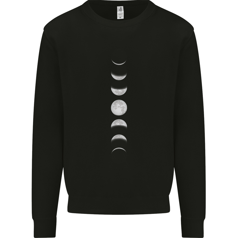 Moon Phases Supermoon Eclipse Full Moon Kids Sweatshirt Jumper Black