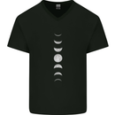 Moon Phases Supermoon Eclipse Full Moon Mens V-Neck Cotton T-Shirt Black