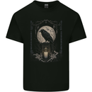 Moon & Crow Gothic Goth Vikings Skull Raven Mens Cotton T-Shirt Tee Top Black