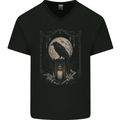 Moon & Crow Gothic Goth Vikings Skull Raven Mens V-Neck Cotton T-Shirt Black