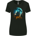 Moon and Wolf Fantasy Womens Wider Cut T-Shirt Black