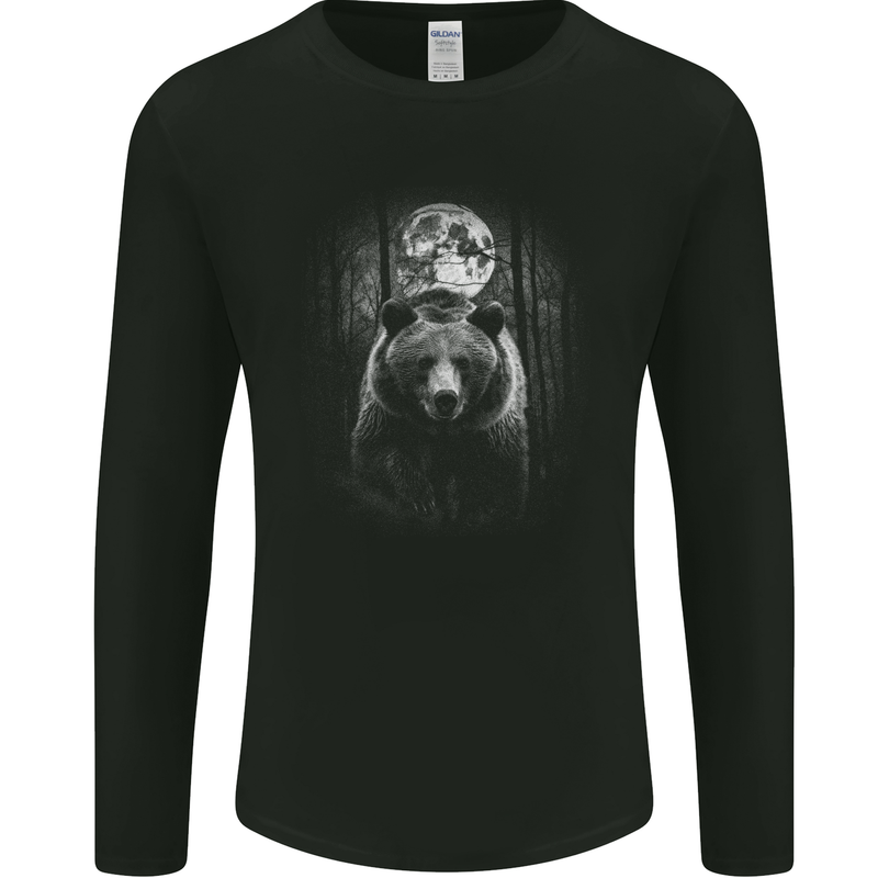 Moonlit Grizzly Bear In the Wilderness Mens Long Sleeve T-Shirt Black